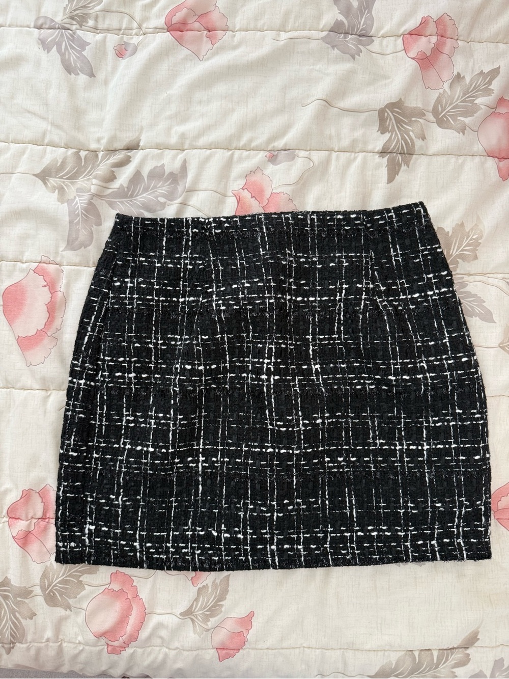 Black Tweed Mini Skirt - Classic Textured Womens Skirt